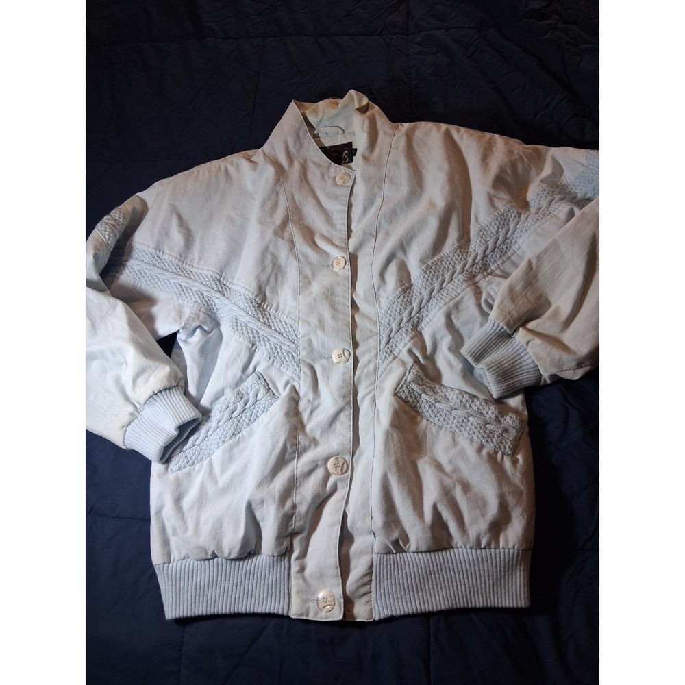 Vintage Hot Spices Baby Blue Jacket‎ Pockets Zip Medium Embrodiery